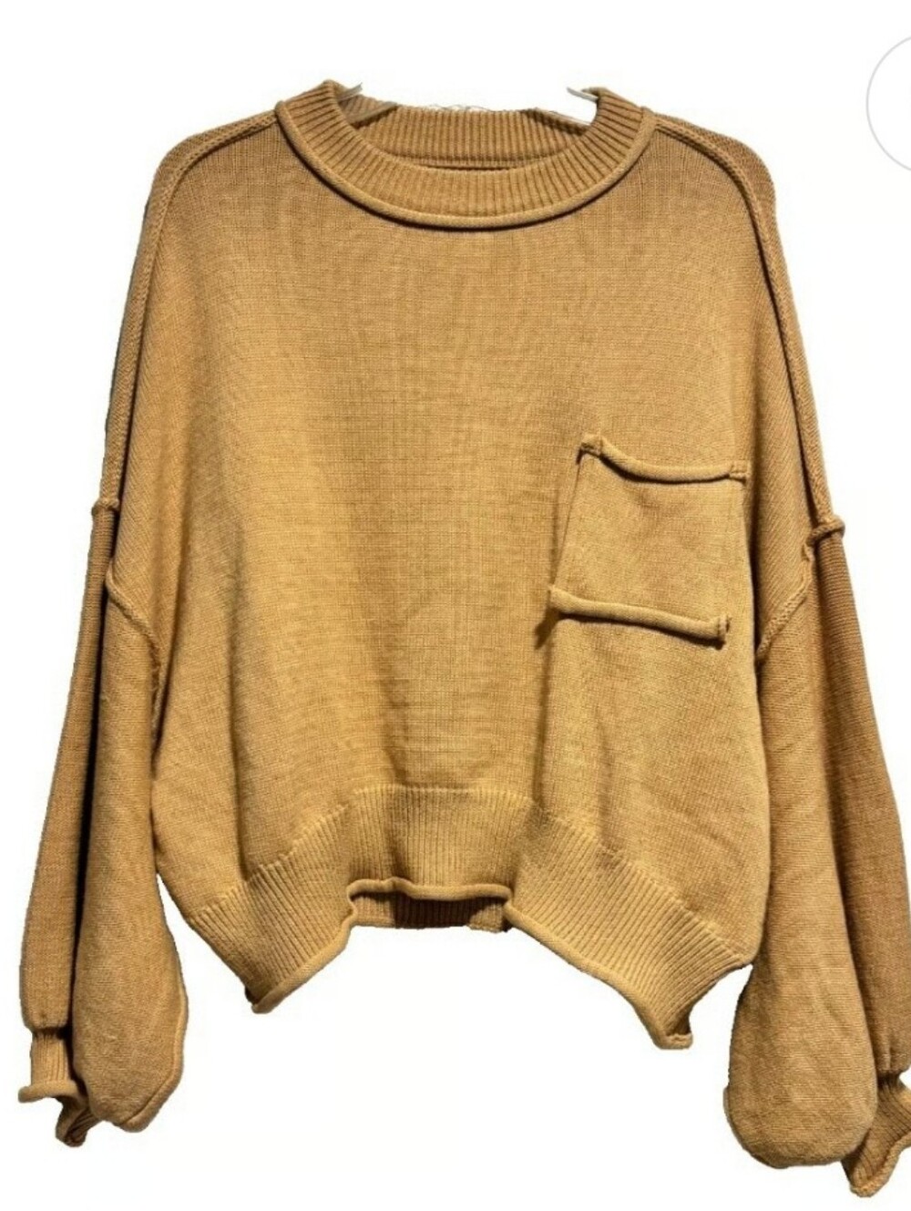 POL, Casual Oversized Pocket Sweater - Camel